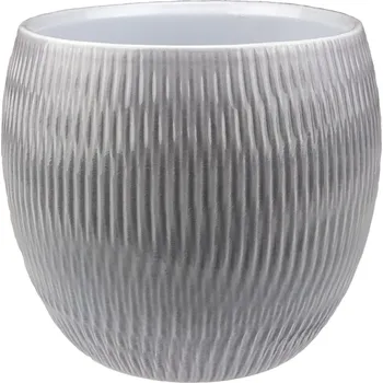 Obal keramický PLISSEE pr.13 cm, v.11,5 cm šedivý Lasur