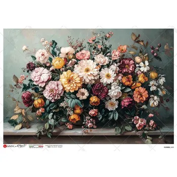 Umělecký papír Rýžový papír na decoupage - A4- Květiny (Flowers) 0430