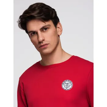 Pánská mikina Pánská mikina s kulatým výstřihem a nášivkou - červená V1 B1713 - XXL