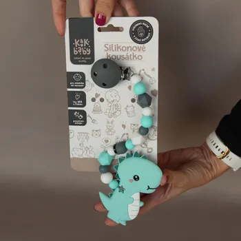Kousátko na klipu Dino tyrkysovo-šedé
