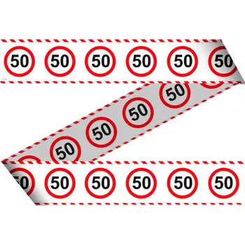 Narozeninová girlanda - bezpečnostní páska dopravní značka 50. narozeniny 15m