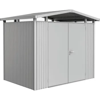 Zahradní domek Domek na nářadí Biohort PANORAMA P2, stříbrná, dvoukřídlé dveře BH13039
