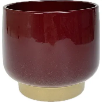 Obal na květináč Obal keramický BC na noze pr.17 cm bicolor bordó/zlatá