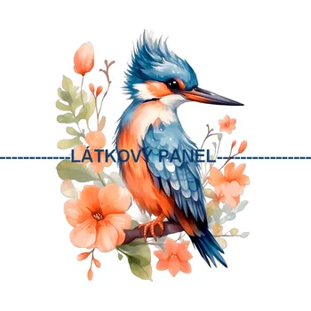 Látkový panel - Ledňáček - PT-07 Velikost: 15x15cm, Materiál: Kočárkovina