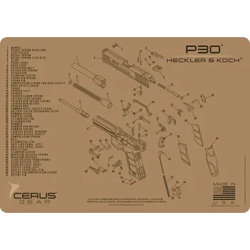 Čištění zbraně Cerus Gear MAT-HK-P30-SCH-COY - Podložka pro čištění zbraní HK P30 SCHEMATIC COYOTE