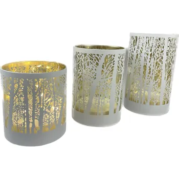 Svícen Svícen skleněný 9x15 cm s LED řetězem na 3xAA bat.