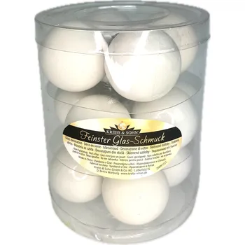 Vánoční dekorace Koule skleněné matné bílé pr. 2 cm, sada 12 ks