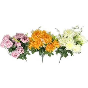 umělá květina Chryzantéma/růže kytice mix X18 60cm