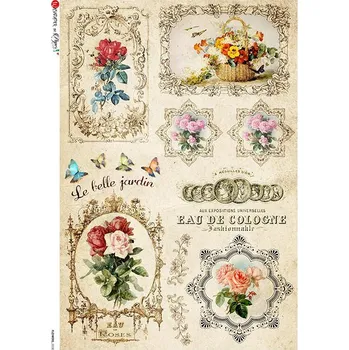 Umělecký papír Rýžový papír na decoupage - A4- Květiny (Flowers) 0330