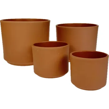 Obal na květináč Obal keramický pr.7 cm Cylindr terakota vniřtní glaz