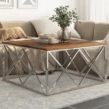 Konferenční stolek Konferenční stolek VidaXL obdélníkový 100 x 100 x 50 cm stříbrný