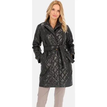 Dámský kabát Dámský prošívaný černý přechodový kabát BLE 241055 F - Black Velikost: XL