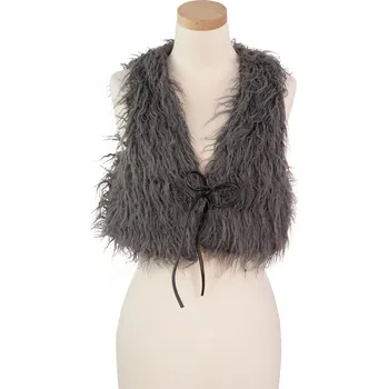 Šála Zimní kožíšková kamizolka šedá