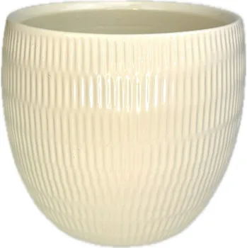 Obal na květináč Obal keramický PLISSEE pr.15 cm, v.13,5 cm krémový gl.