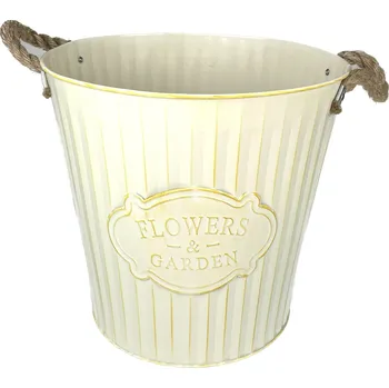 Váza Váza plech s uchy krémová 29x28 cm