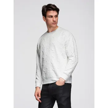 Pánská mikina Pánská mikina RELAXED FIT s reliéfními písmeny - ecru V2 B1712 - XL