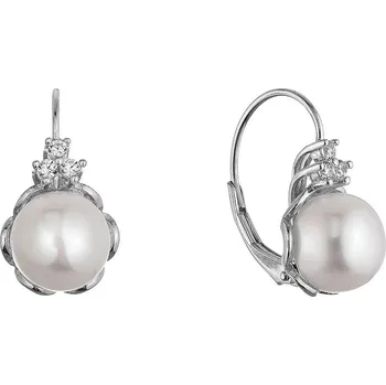 Náušnice EVOLUTION GROUP CZ Stříbrné náušnice s říční perlou usazenou v kvítku - 21108.1