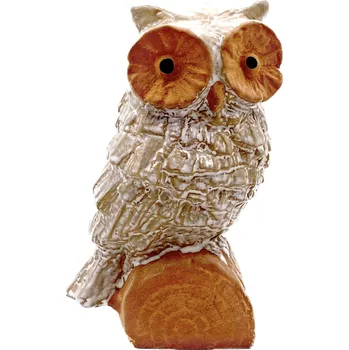 Zahradní dekorace Sova keramická glazura 10,1x8,3x15 cm s led osvětlením vč. baterií