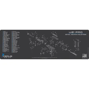 Cerus Gear MAT-BIG-UZI-PRO-GRY - Podložka pro čištění zbraní IWI UZI PRO SCHEMATIC GREY