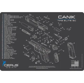 Čištění zbraně Cerus Gear MAT-CAN-TP9-ELITESC-SCH-GRY - Podložka pro čištění zbraní CANIK TP9 ELITE SC SCHEMATIC Gray