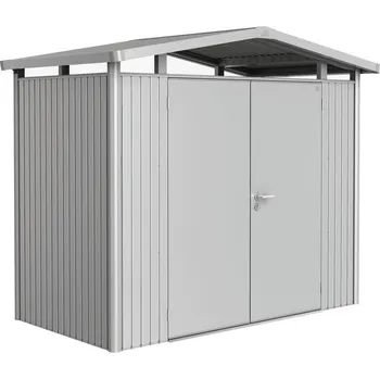 Zahradní domek Domek na nářadí Biohort PANORAMA P1, stříbrná, dvoukřídlé dveře BH13029