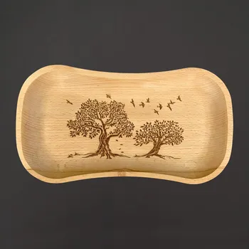AMADEA Dřevěný servírovací podnos stromy, masivní dřevo, 30 cm
