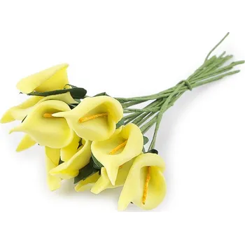 umělá květina Umělá pěnová mini kala na drátku - žlutá