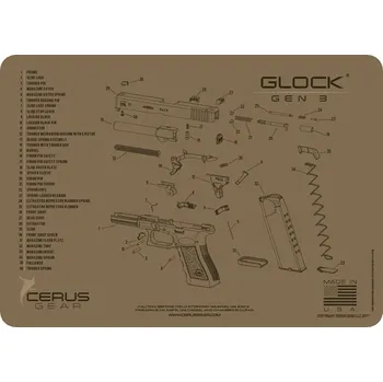 Čištění zbraně Cerus Gear MAT-GLK-G3-SCH-COY - Podložka pro čištění zbraní GLOCK GEN 3 SCHEMATIC COYOTE