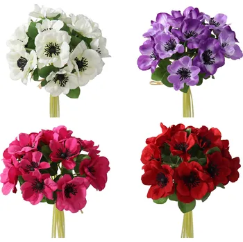 umělá květina Sasanka mini svazek 20 cm mix barev Barva: Fialová