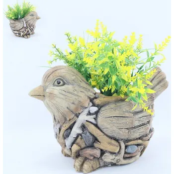 Květináč Pták květník magnesium 31x20x20 cm na osázení, dekor klacíky