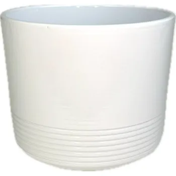 Obal na květináč Obal válec Rille pr.14 cm bílý keramický