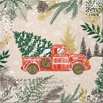 Papírový kapesník Paw Ubrousky PAW L 33x33cm We Vintage Christmas Car 600372