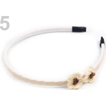 Módní doplněk Čelenka s květy - 5 béžovobílá