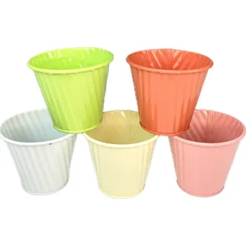 Obal na květináč Obal plech lak pudr pr.8 cm v.7 cm mix barev Barva: Žlutá