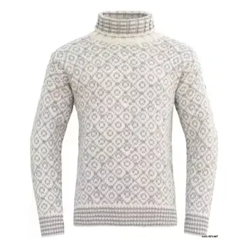 Devold SVALBARD svetr s rolákem Offwhite/Grey