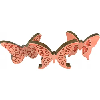 Motýl lososový 13x15cm mangové dřevo