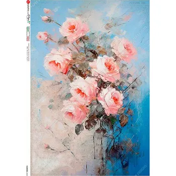 Umělecký papír Rýžový papír na decoupage - A4- Květiny (Flowers) 0403