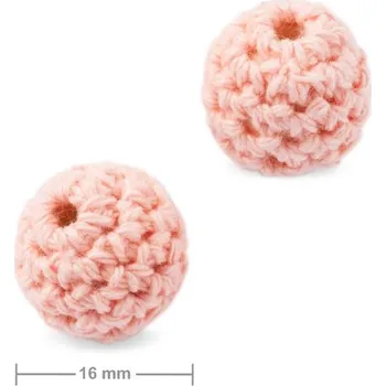 Korálek Háčkované korálky kulaté 16 mm Peach Pink