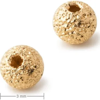 Korálek Kovový korálek stardust 3 mm v barvě zlata