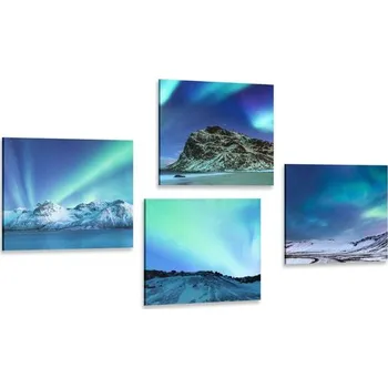 Obraz Dovido Set obrazů krása polární záře