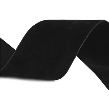 Semišová stuha velvet oboustranná šíře 40 mm METRÁŽ - 19 černá