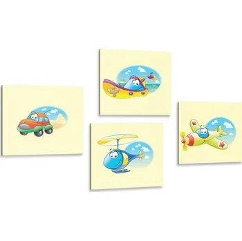 Obraz Dovido Set obrazů roztomilé dopravní prostředky