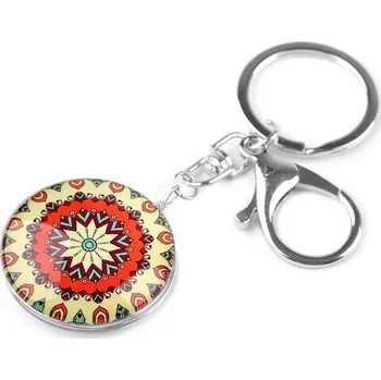 Módní doplněk Přívěsek na kabelku / klíče strom života, mandala - 14 béžová nejsv. mandala