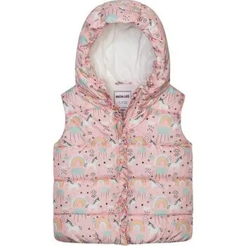 Dívčí vesta Vesta dívčí nylonová Puffa podšitá microfleecem, Minoti, 12GILET 15, růžová - 86/92 | 18-24m