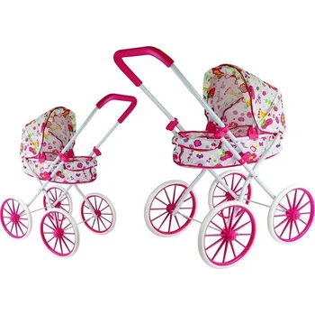 Kočárek LEAN Toys Klasický Retro Dětský Kočárek s Velkými Koly v Květinovém Vzoru