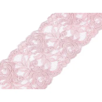 Krajka Elastická krajka / vsadka šíře 80-100 mm METRÁŽ - 9 (88 mm) pudrová