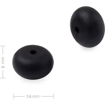 Dětské navlékací korálky Silikonové korálky rondelky 14x8 mm Black