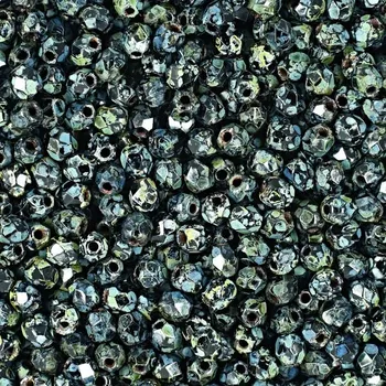 Dětské navlékací korálky Manumi české broušené korálky 3 mm Jet Picasso