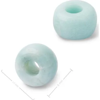 Dětské navlékací korálky Korálek rondelka z minerálu Amazonit s velkým průtahem pro Macramé 14x8 mm