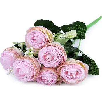 umělá květina Umělá kytice pryskyřník - 4 růžová sv.